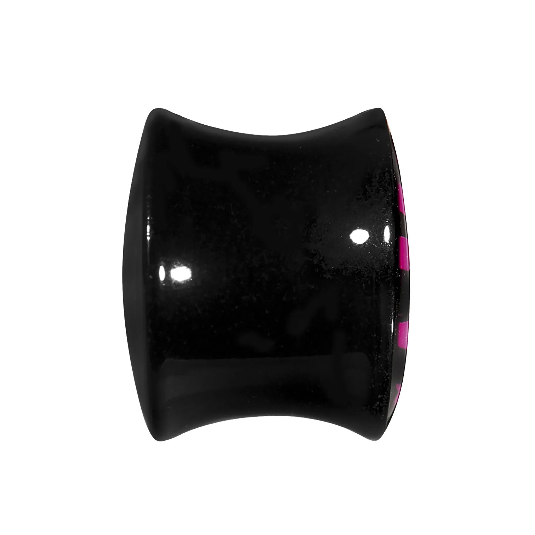 9/16 Acrylic Pink Black Zebra Saddle Plug