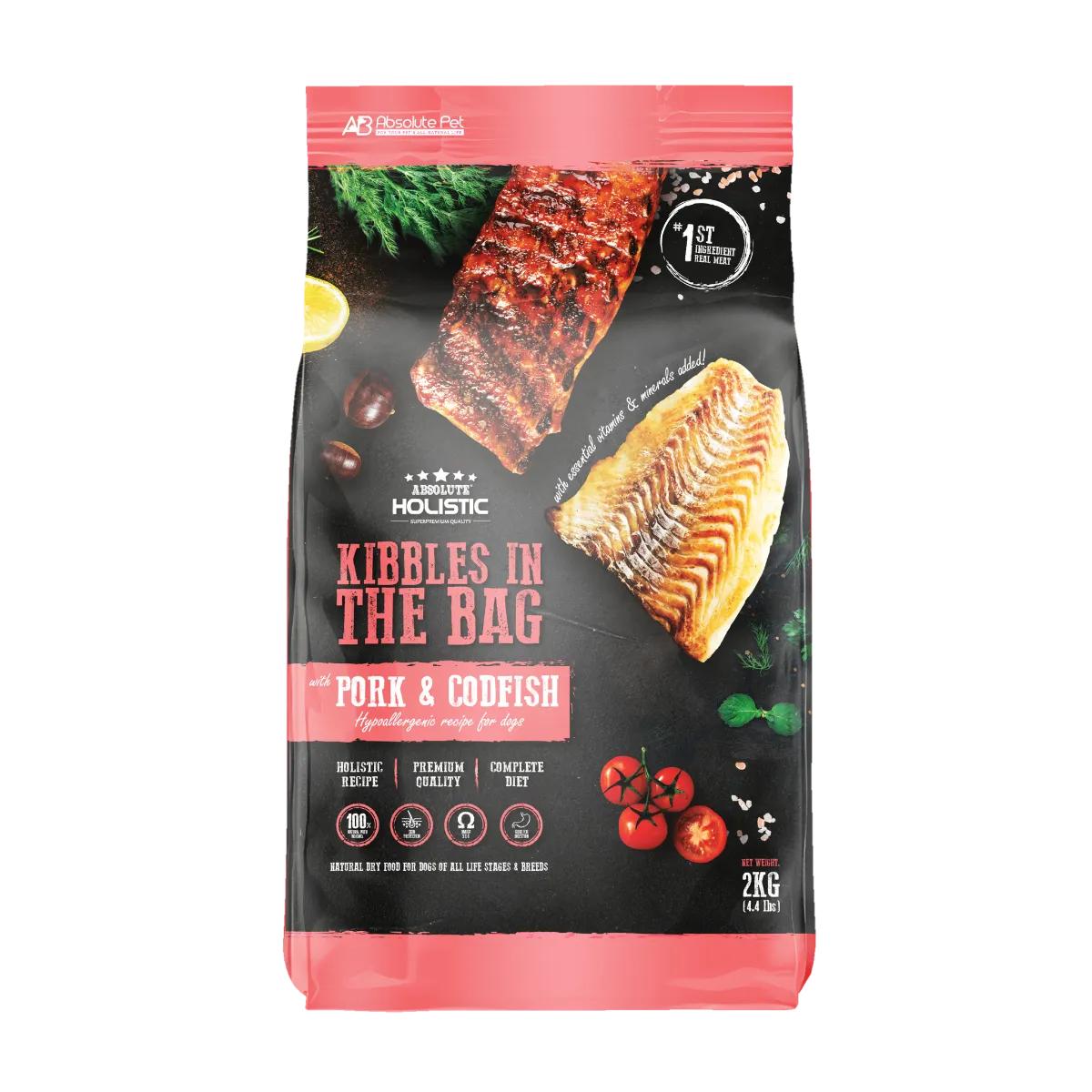 Absolute Holistic Kibbles in the Bag Dry Dog Food - Pork & Codfish (Sample)