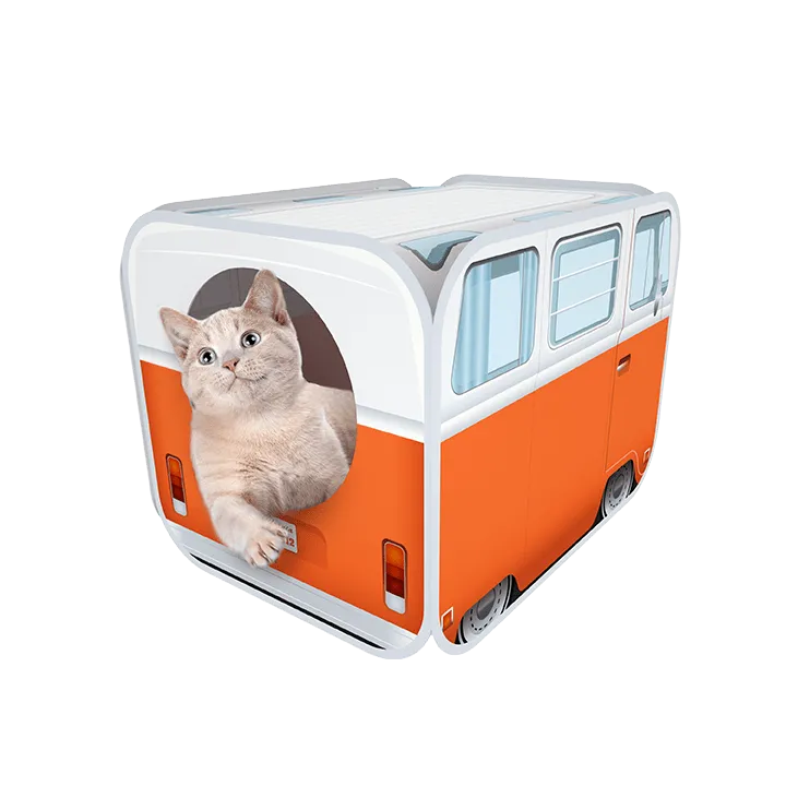 AFP Vintage Pop-Up Minibus Cat Hideaway