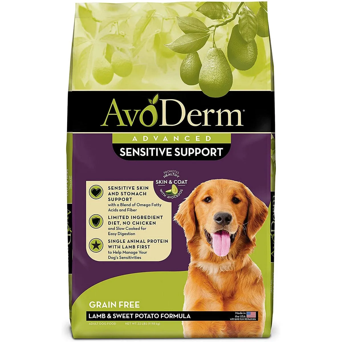 AvoDerm Advanced Sensitive Support Lamb Sweet Potato Dry Dog Food 22lb