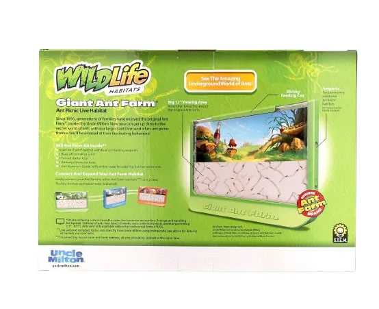Basic Fun Uncle Milton Giant Ant Farm - Large Viewing Area - Care for Live Ants - Nature Learning Toy - Science DIY Toy Kit - Great Gift for Boys & Girls, Green