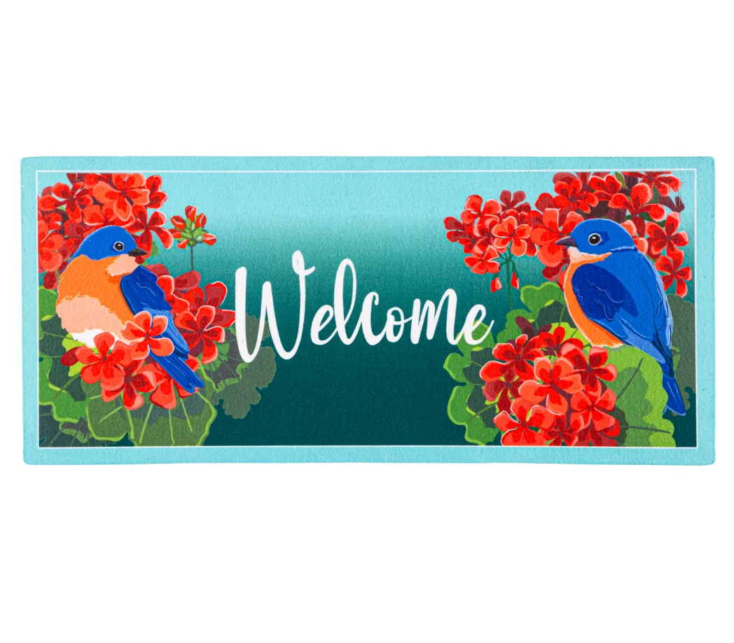 Bluebird in Red Geraniums Sassafras Switch Mat