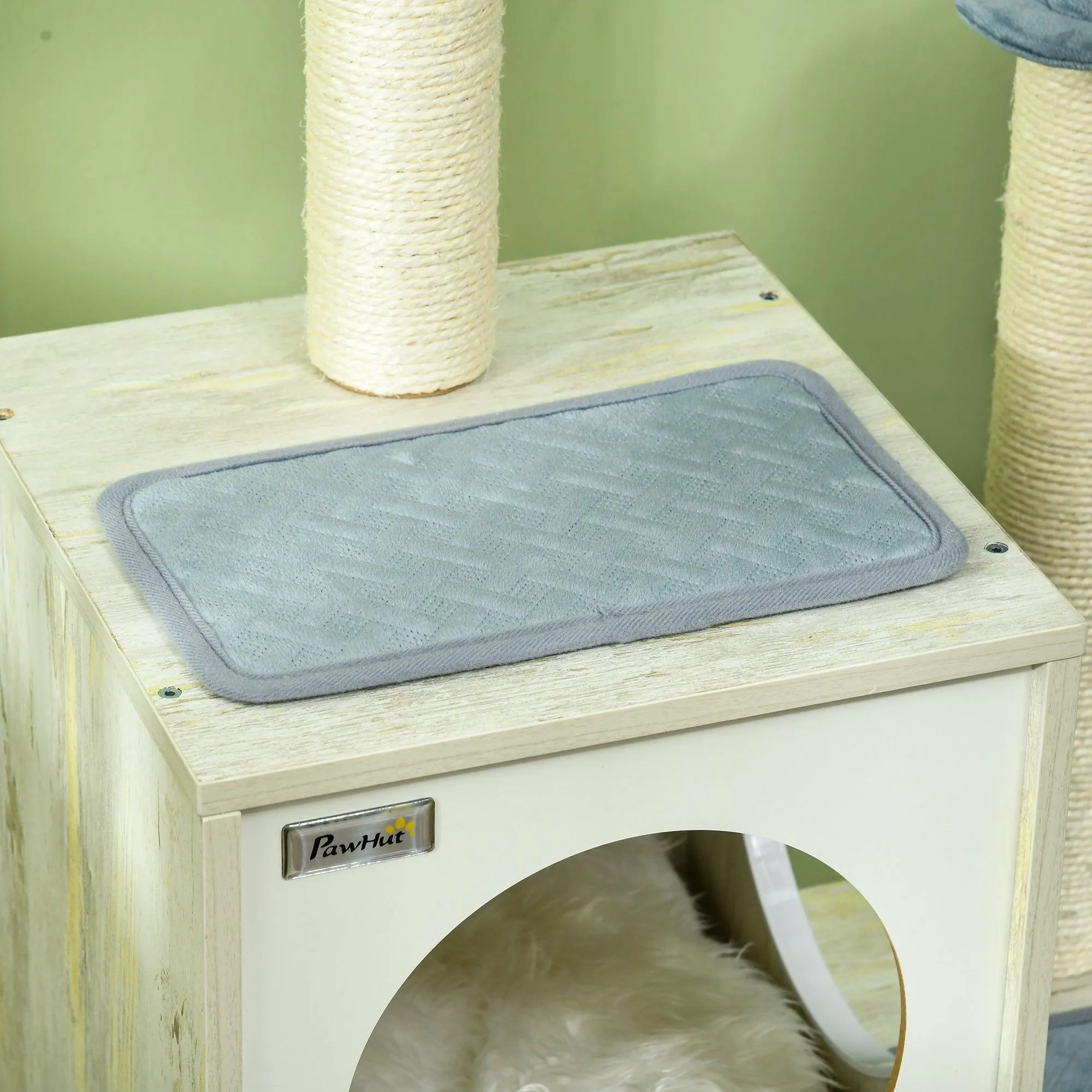 Cat Tree w/ Scratching Posts, Hammock, Bed, House, 114cm - Grey Blue
