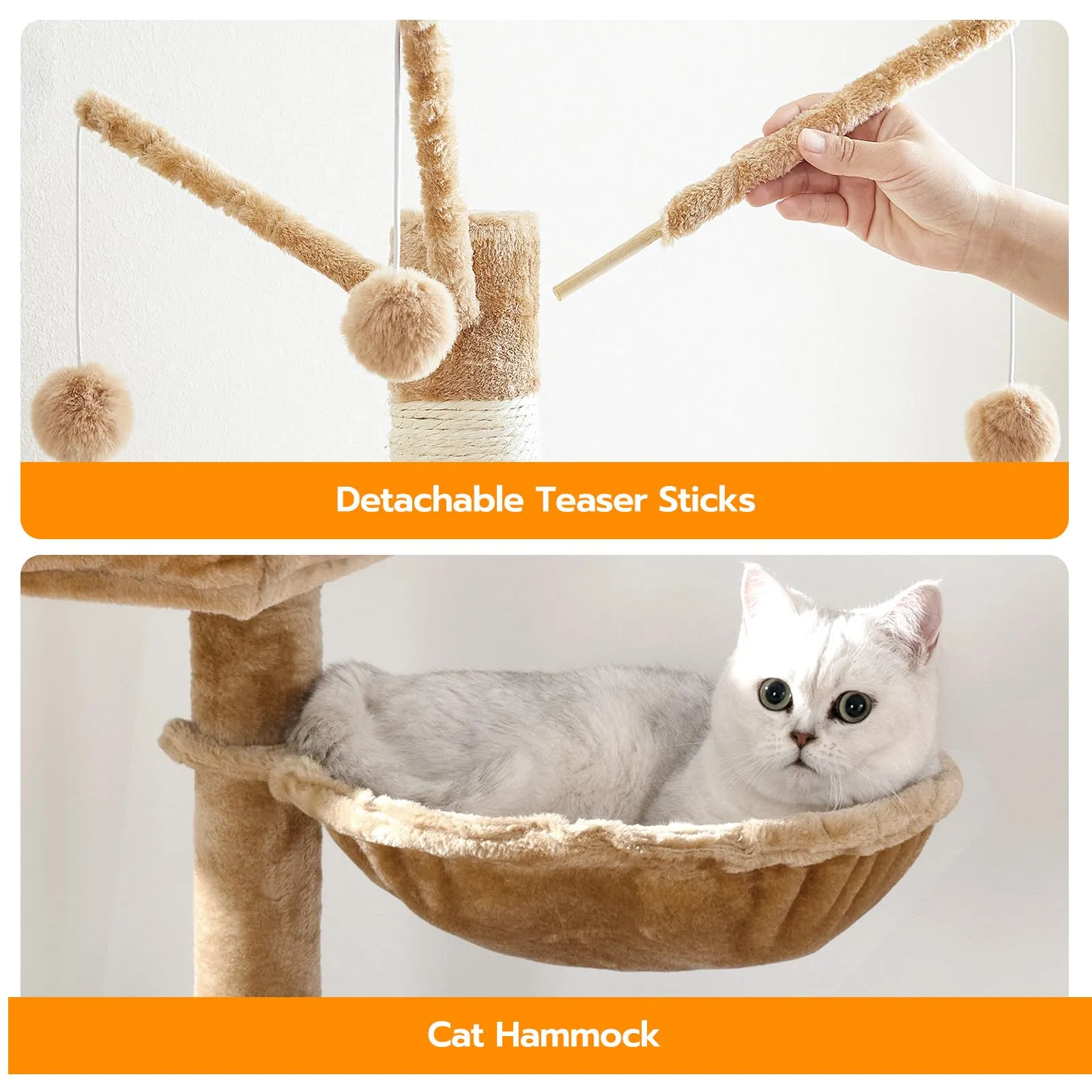 Cat Tree with Litter Box Enclosure for Indoor Cats, Wooden Cat Condo with Scratching Posts