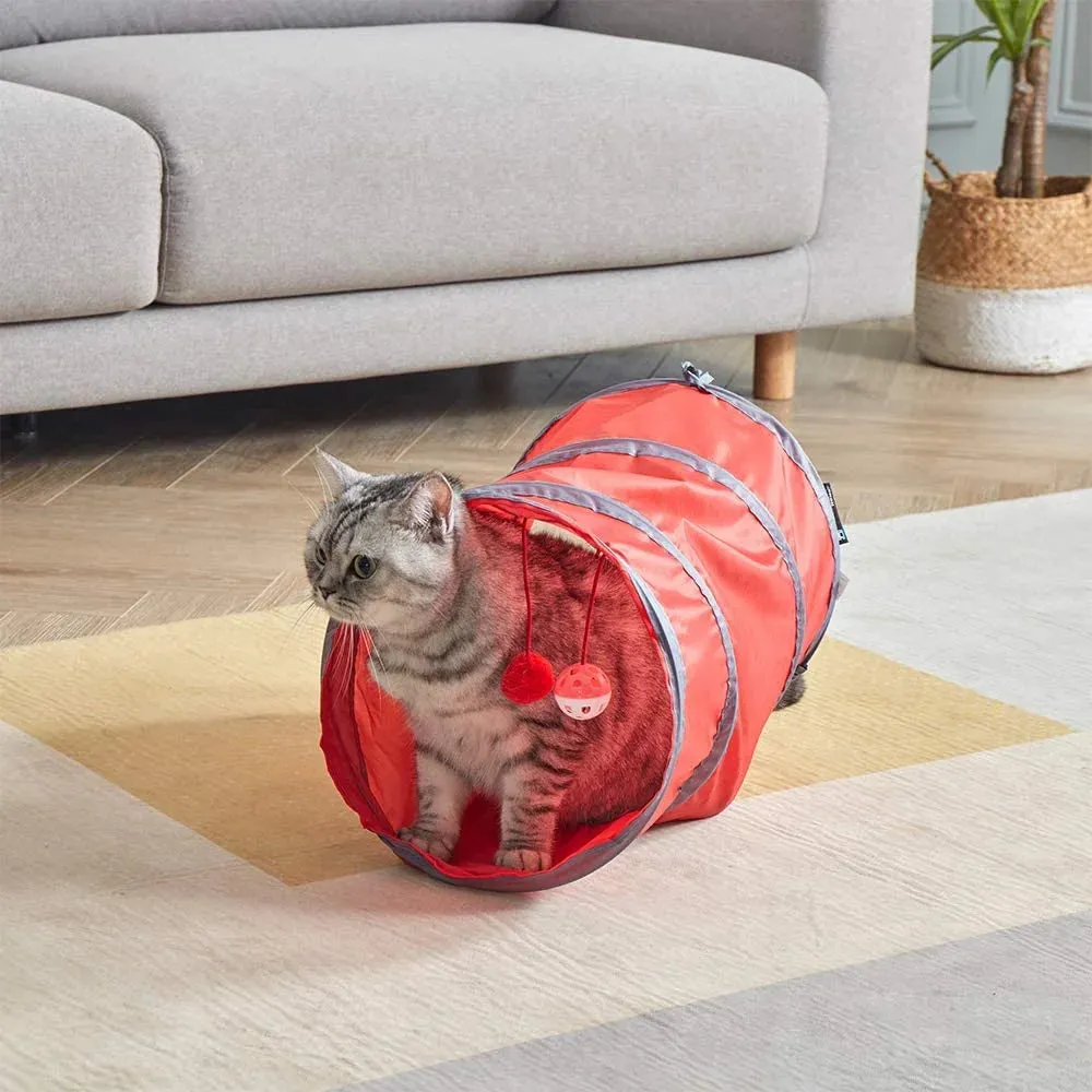 Cat Tunnel with Balls for Indoor Cats Interactive, Rabbit Tunnel Toys, Pet Peek Hole Toy Toys Play Tunnels for Cats Kittens Rabbits Puppies Crinkle Collapsible