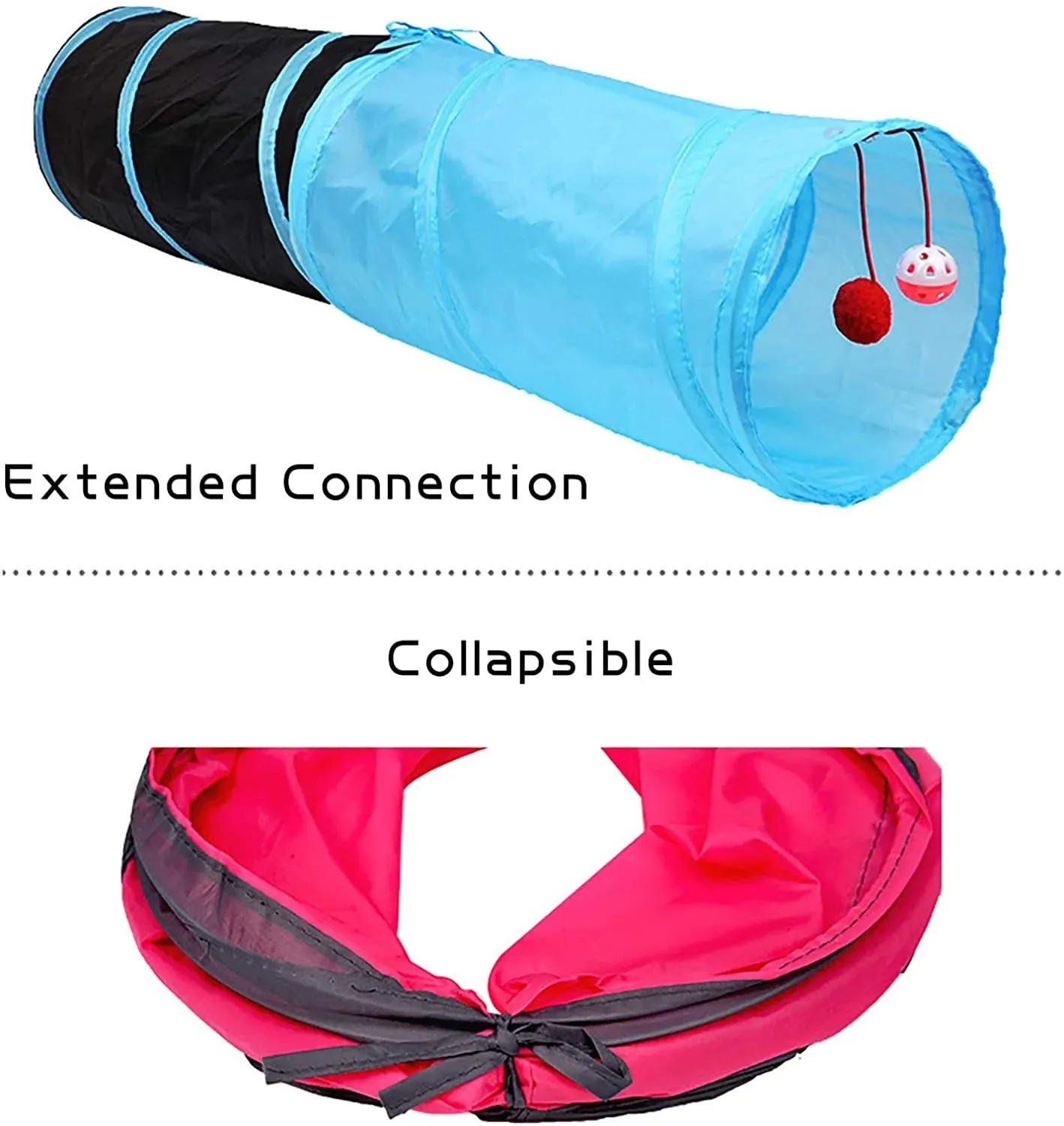 Cat Tunnel with Balls for Indoor Cats Interactive, Rabbit Tunnel Toys, Pet Peek Hole Toy Toys Play Tunnels for Cats Kittens Rabbits Puppies Crinkle Collapsible