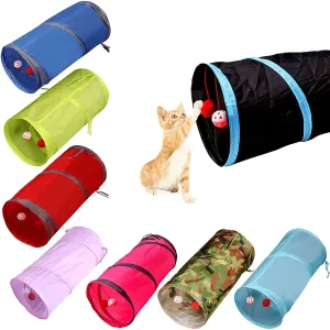Cat Tunnel with Balls for Indoor Cats Interactive, Rabbit Tunnel Toys, Pet Peek Hole Toy Toys Play Tunnels for Cats Kittens Rabbits Puppies Crinkle Collapsible