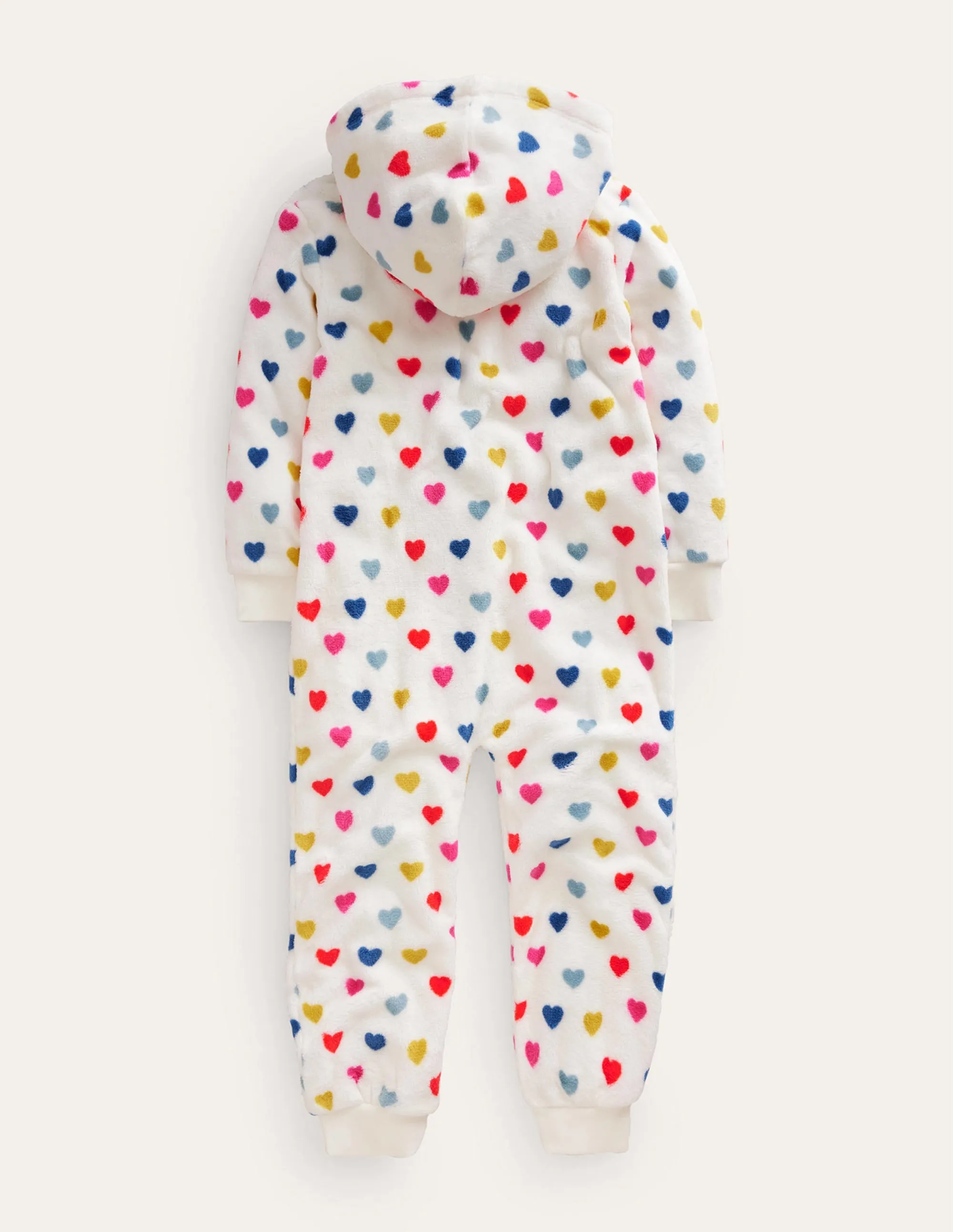 Cosy Fleece All-In-One-Ivory Multi Hearts