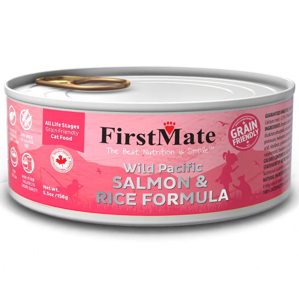 FirstMate Wild Pacific Salmon & Rice Formula Grain Friendly Canned Cat Food 156g