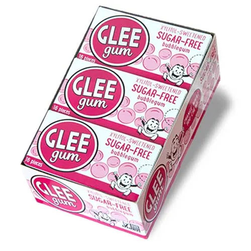 GLEE GUM Sugar free Chewing Gum Bubblegum Box x 12 BULK