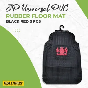 JP Universal PVC Rubber Floor Mat Black Red Mix Design 5 Pcs - Rubber Floor Mats | Car Mats | Vehicle Mats | Foot Mat For Car