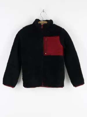 kids Girl Color Block Fleece Jackets,Black