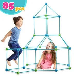 Obuby Kids Construction Fort Building Kit 85 Pieces Ultimate Forts Builder Gift Build Making Kits Toys for Boys and Girls to DIY Building Castles Tunnels Play Tent Rocket Tower Indoor & Outdoor