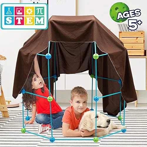Obuby Kids Construction Fort Building Kit 85 Pieces Ultimate Forts Builder Gift Build Making Kits Toys for Boys and Girls to DIY Building Castles Tunnels Play Tent Rocket Tower Indoor & Outdoor