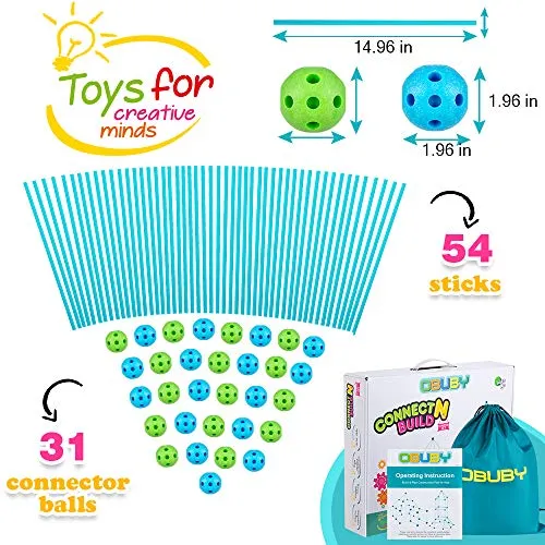 Obuby Kids Construction Fort Building Kit 85 Pieces Ultimate Forts Builder Gift Build Making Kits Toys for Boys and Girls to DIY Building Castles Tunnels Play Tent Rocket Tower Indoor & Outdoor