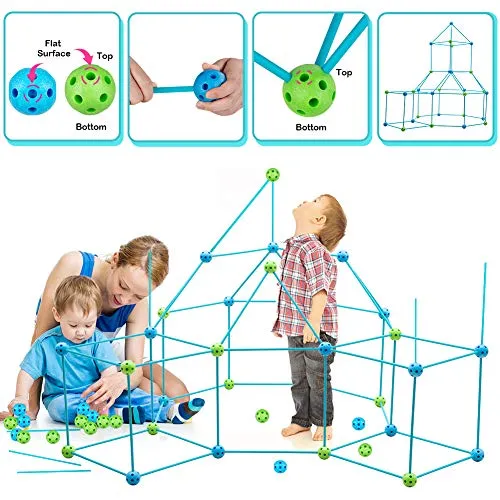 Obuby Kids Construction Fort Building Kit 85 Pieces Ultimate Forts Builder Gift Build Making Kits Toys for Boys and Girls to DIY Building Castles Tunnels Play Tent Rocket Tower Indoor & Outdoor