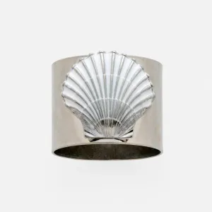 Painted shell napkin rings,  white, set of two