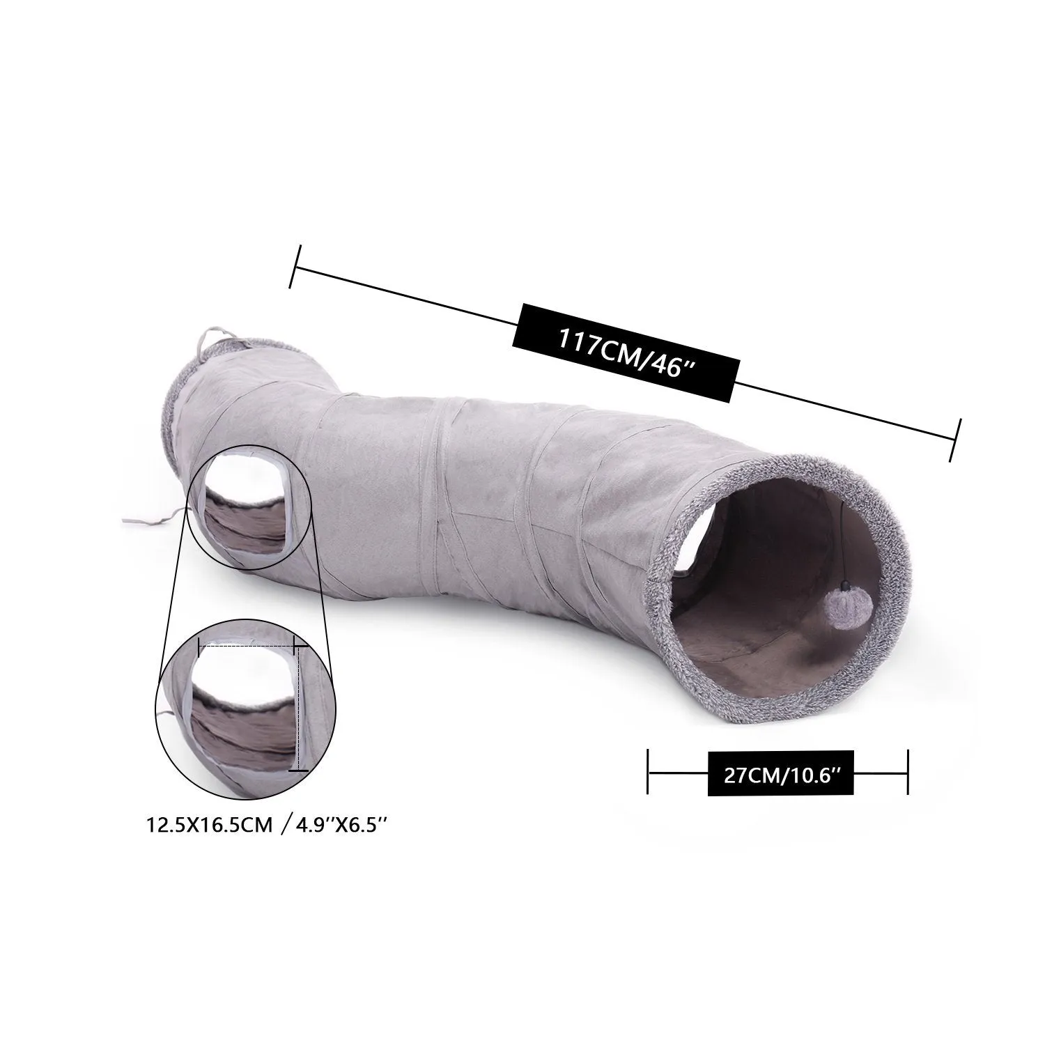 PAWZ Road 10.5-Inch in Diameter Collapsible S Shape Cat PlayTunnel