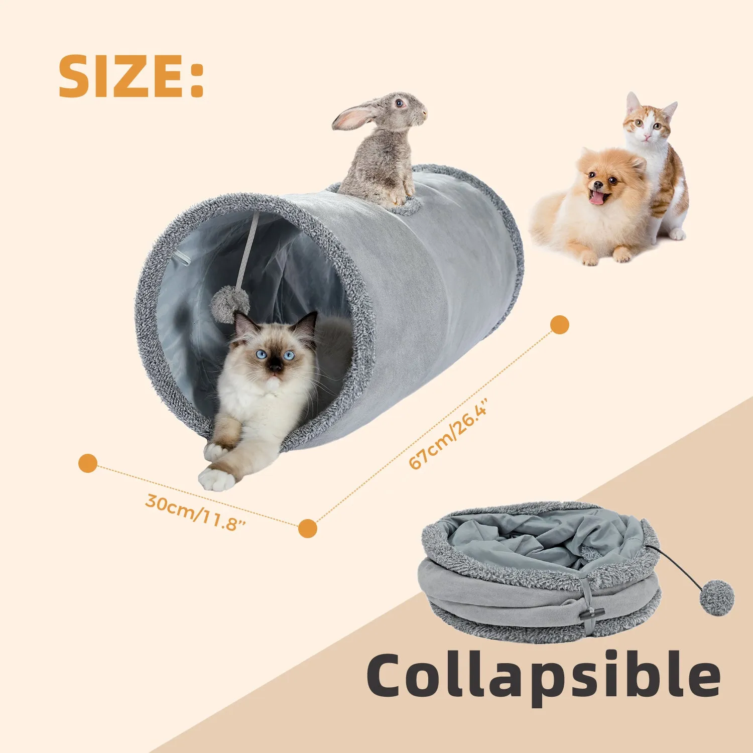 PAWZ Road 10.5-Inch in Diameter Collapsible S Shape Cat PlayTunnel