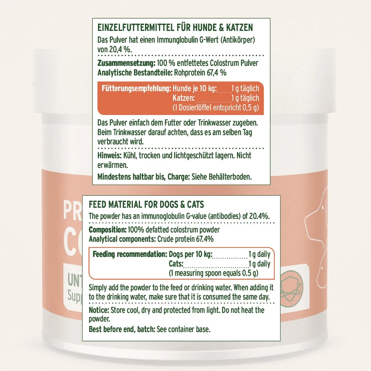 Premium Colostrum Powder for Dogs & Cats - 100g