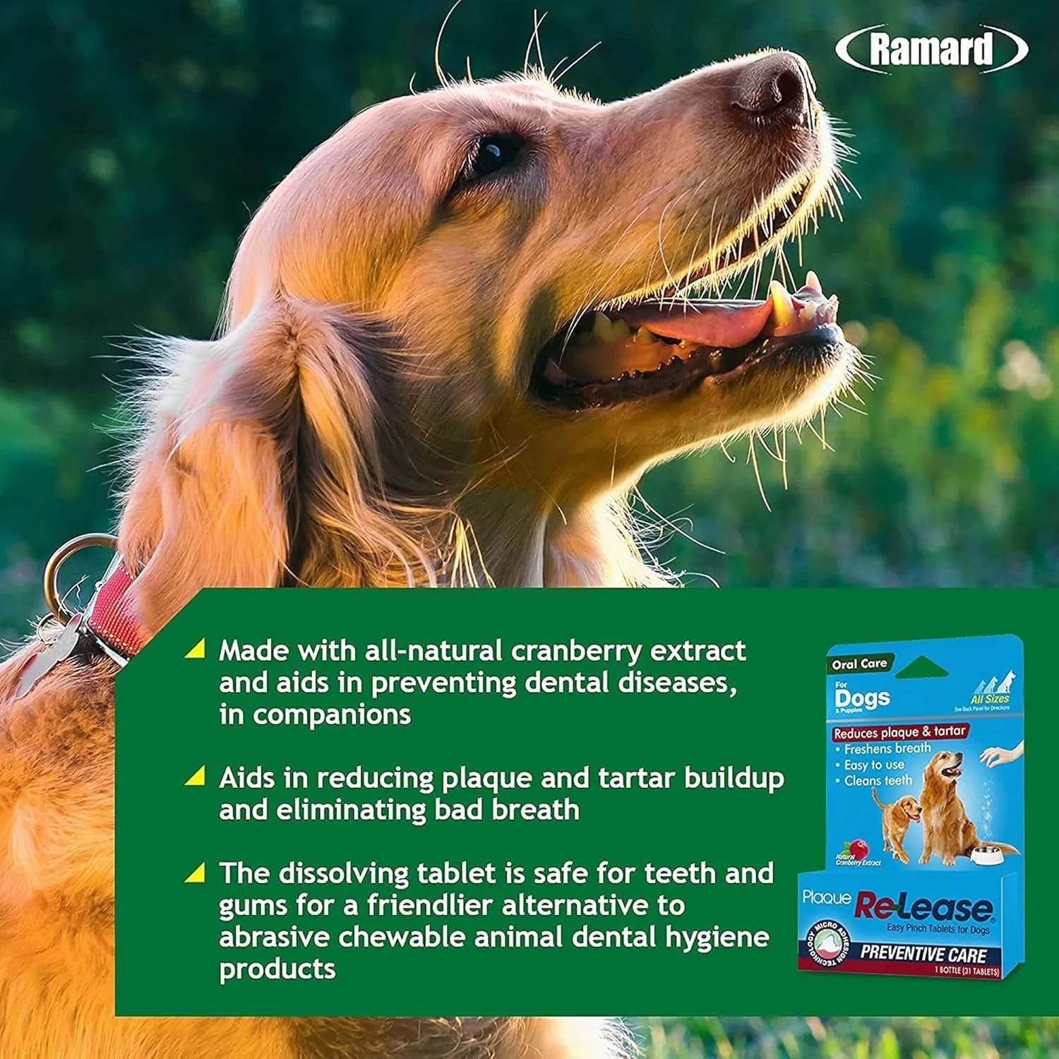 Ramard Plaque Re-Lease Preventative Dental Care for Dogs (31 Tablets)