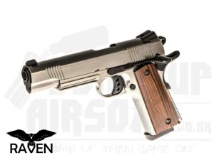 Raven 1911 MEU Railed GBB Airsoft Pistol - Brushed Aluminium