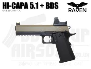 Raven Hi-Capa 5.1   BDS GBB Airsoft Pistol - Black/Tan