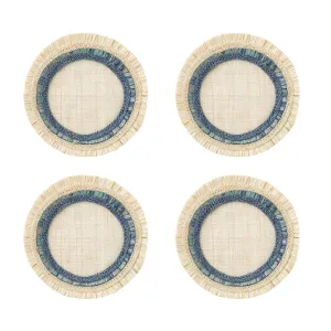Ruffle Edge Straw Coasters, Indigo