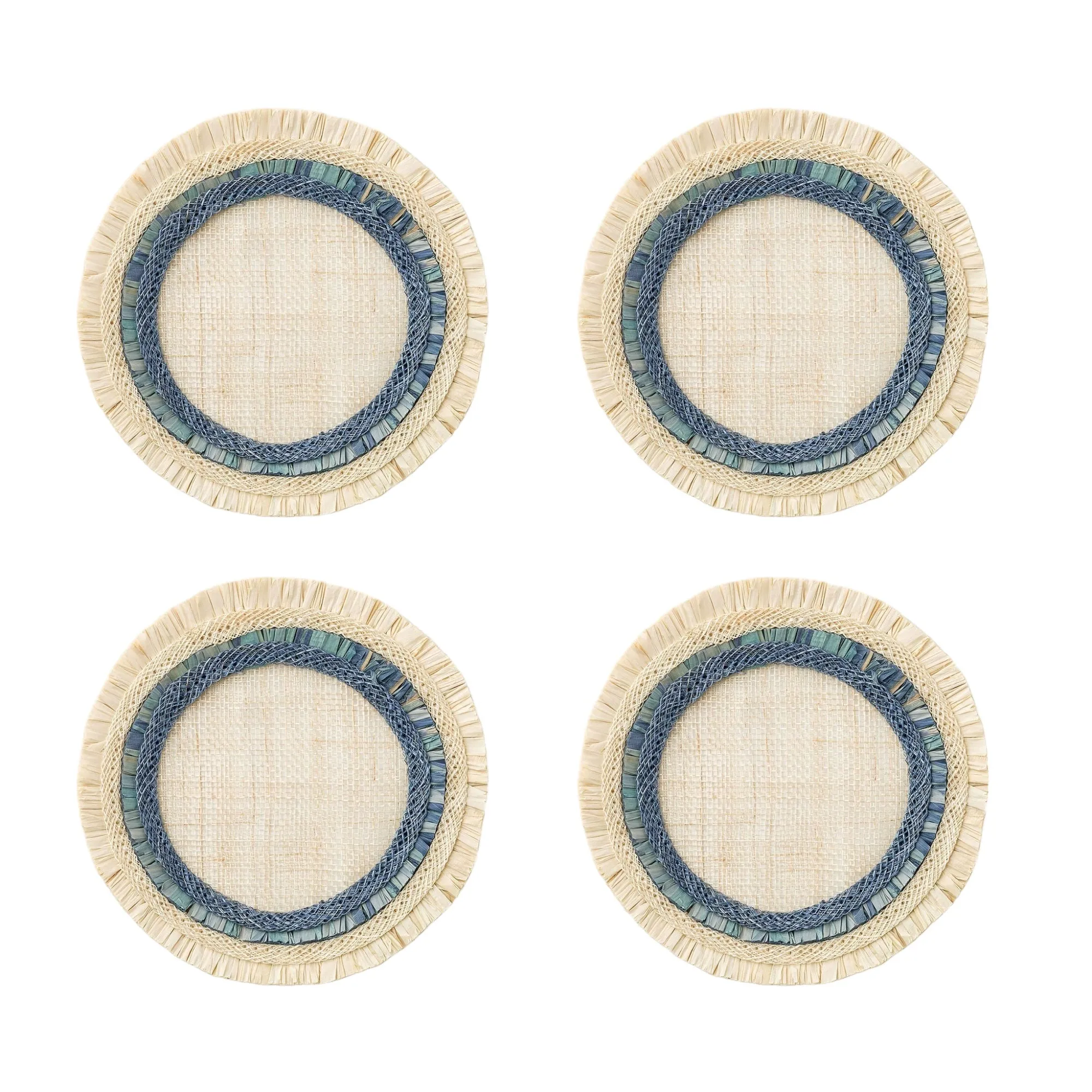 Ruffle Edge Straw Coasters, Indigo
