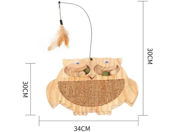 Solid Wood Pine Board   Sisal   Steel Wire   Feather   Cat Grass Ball-Rr