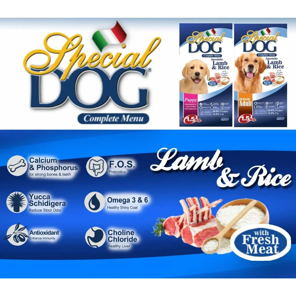 Special Dog Adult Dry Food 1.5kg, Lamb & Rice Hypoallergenic Original Packaging