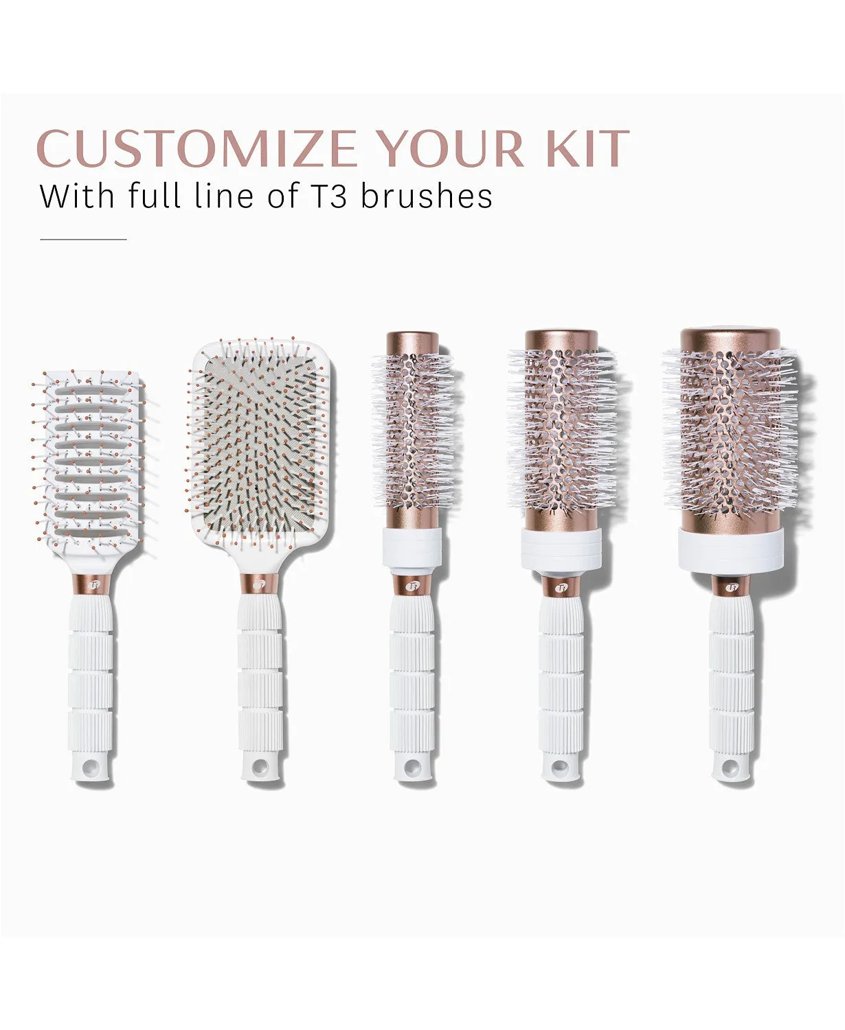 T3 Volume Professional Round and Flat Paddle Brushes (5 Styles to choose from)
