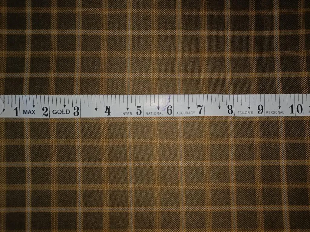 Tweed Suiting Heavy weight premium Fabric dark olive and mustard Plaids 58" wide [12863]