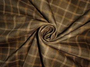 Tweed Suiting Heavy weight premium Fabric dark olive and mustard Plaids 58" wide [12863]
