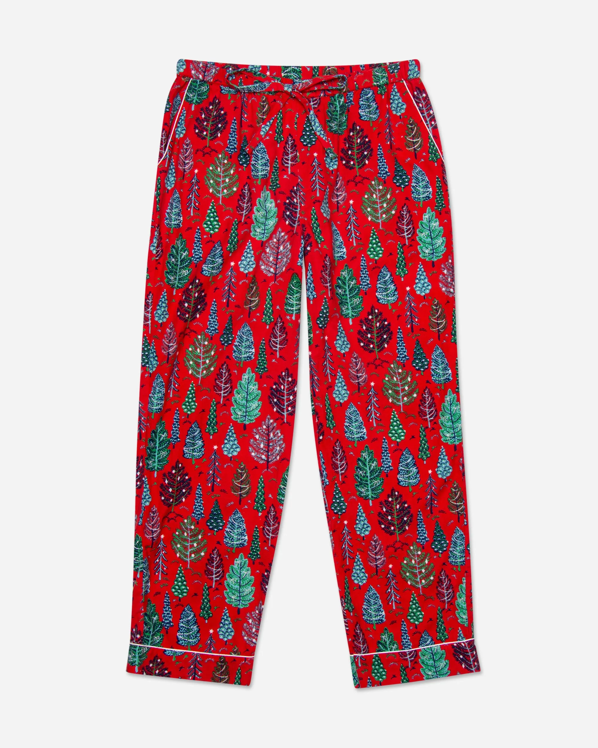 Twinkling Trees - Men's Lightweight Flannel PJ Pants - Ruby