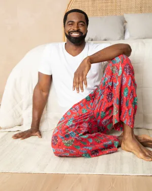 Twinkling Trees - Men's Lightweight Flannel PJ Pants - Ruby