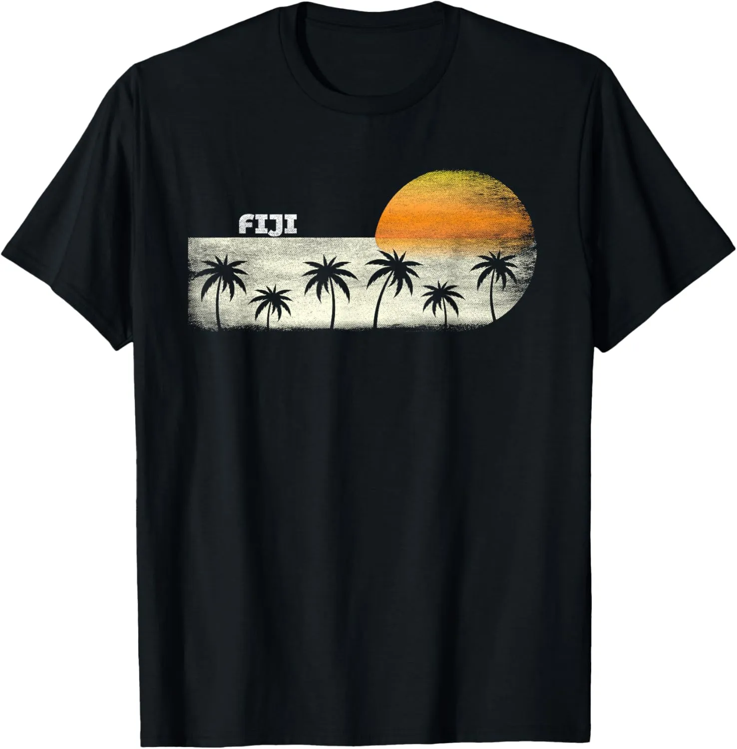 Vintage Fiji Ocean Sunset and Palm Trees T-Shirt